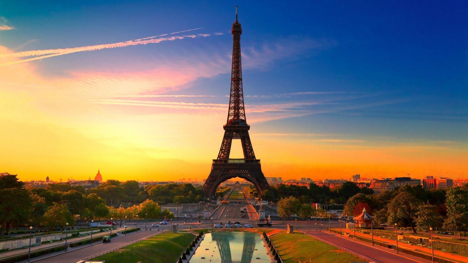 Torre Eiffel al tramonto, Parigi, 1920x1080 Full HD, PC