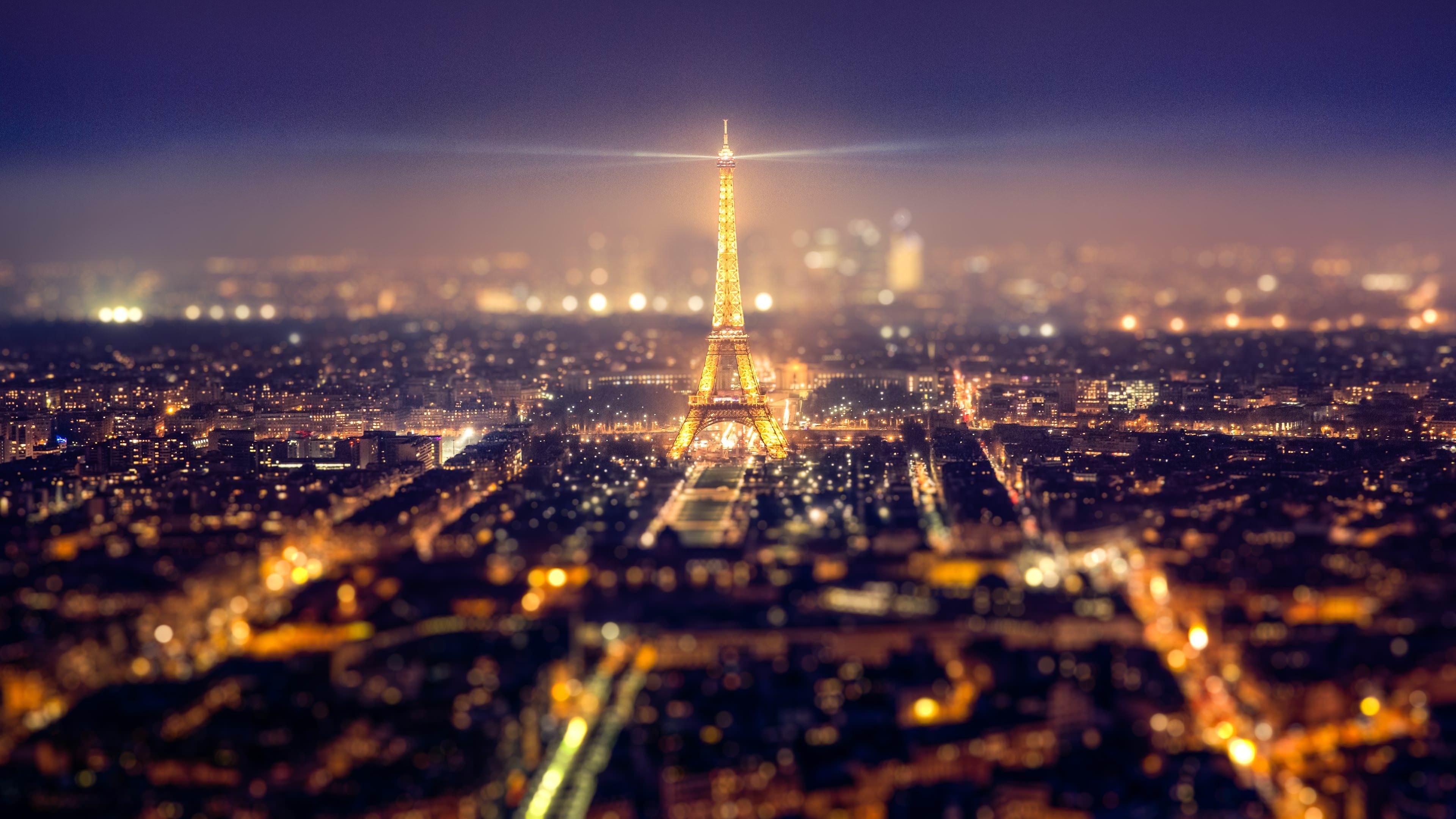 Torre Eiffel vista notturna Parigi, 3840x2160 Ultra HD, Monitor 4K