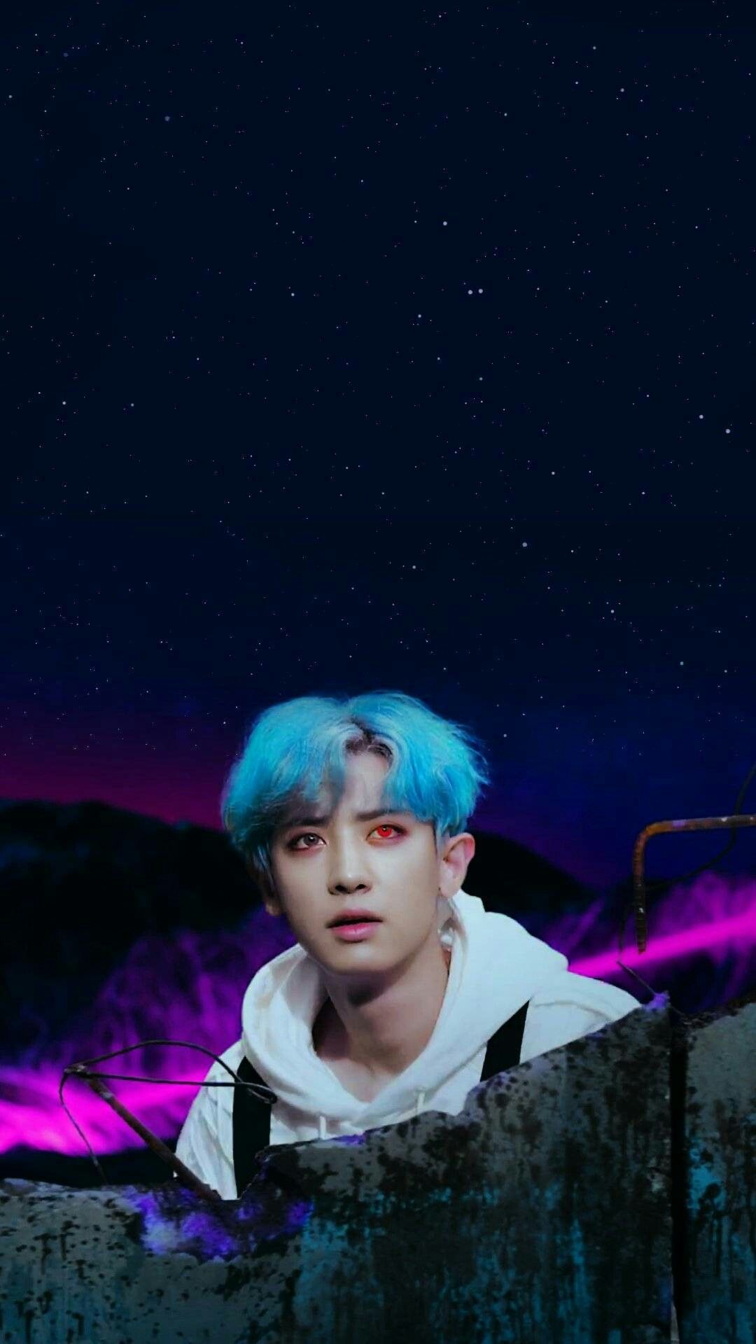 Park Chanyeol capelli blu notte, 1080x1920 Verticale, Samsung Galaxy