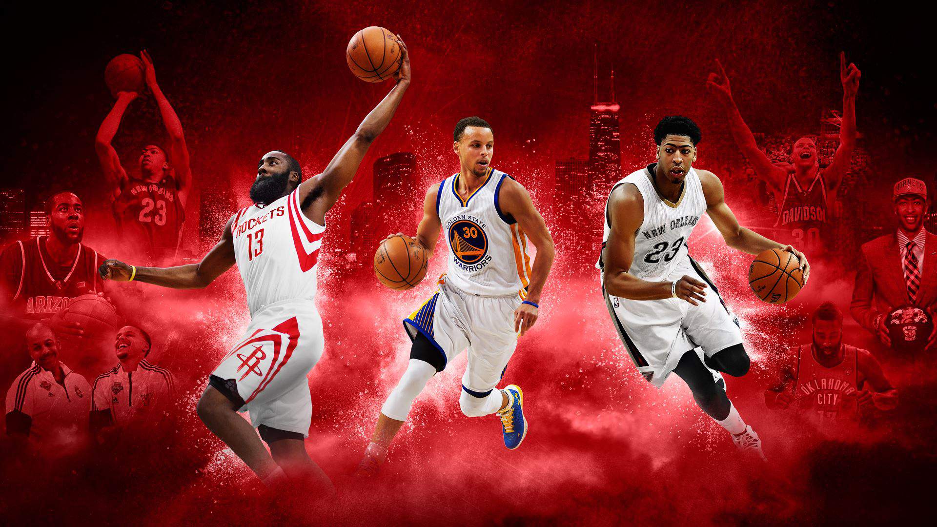 Giocatori NBA 2K17 sfondo rosso, 1920x1080 Full HD, PC
