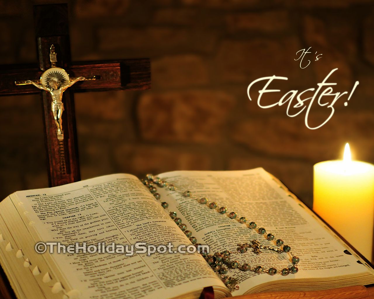 Croce, Bibbia e candela di Pasqua, 1280x1024 720p, Laptop
