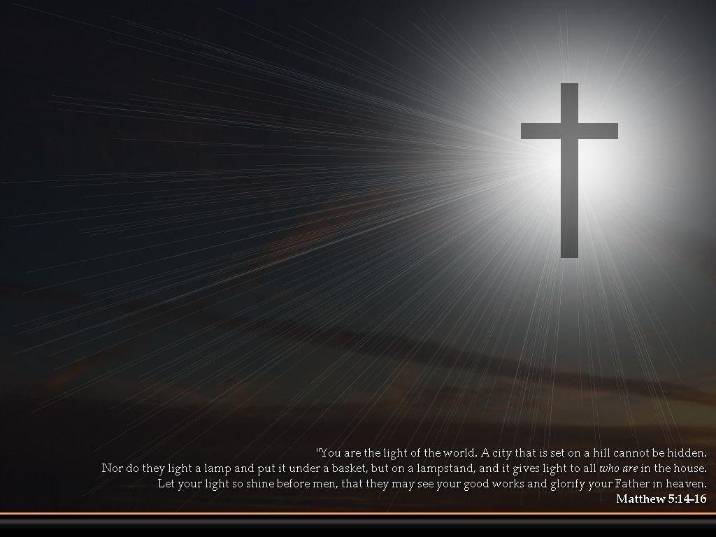 Croce luminosa con citazione biblica, 1024x768 HD, PC