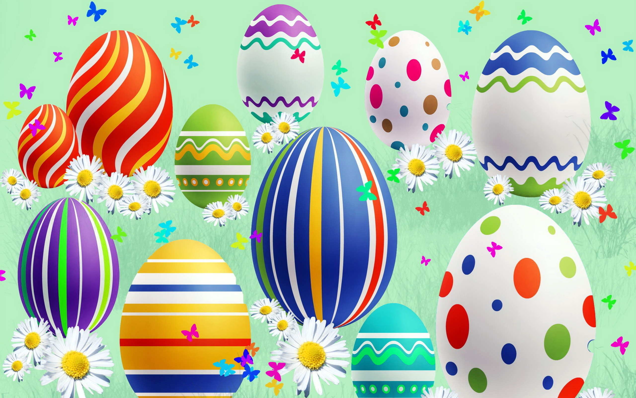 Uova di Pasqua colorate con margherite, 2560x1600 WQXGA, PC