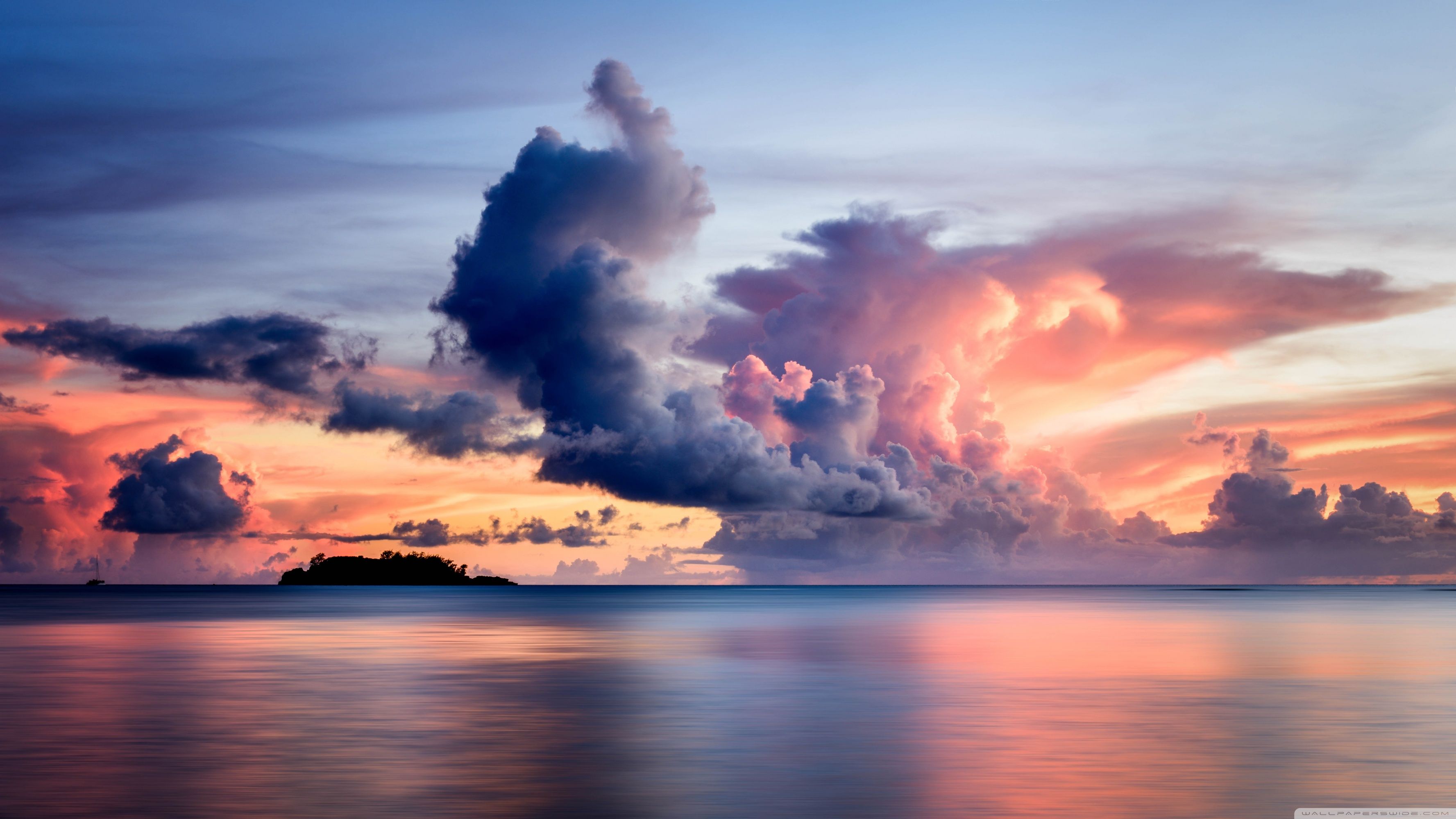 Tramonto con nuvole sul mare, 3554x1999 2K+, PC