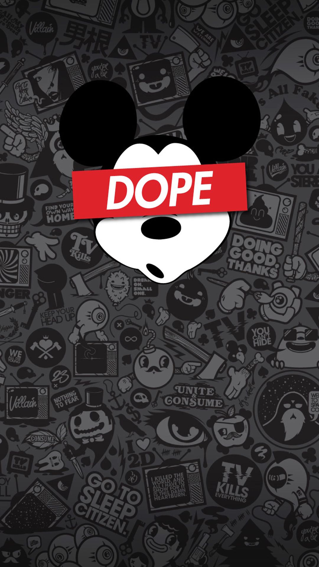 Topolino Dope collage adesivi, 1080x1920 Verticale, Samsung Galaxy