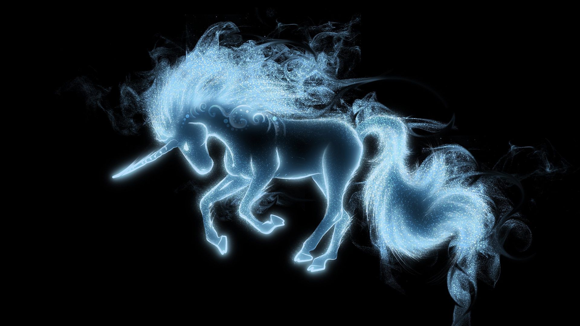 Patronus unicorno luminoso blu, 1920x1080 1080p, PC