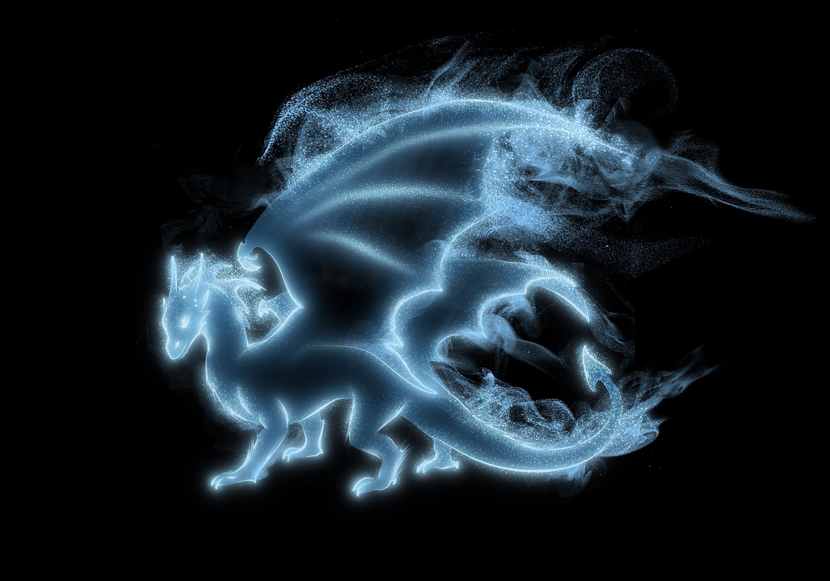 Drago Patronus luminoso blu, 2835x1984 2K+, Desktop