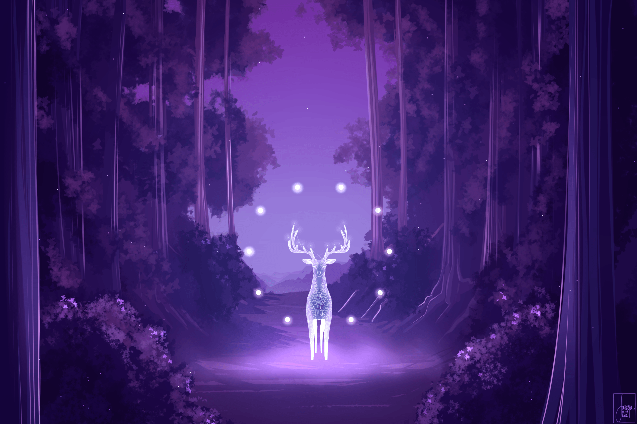 Cervo Patronus foresta viola, 1280x853 720p, Laptop