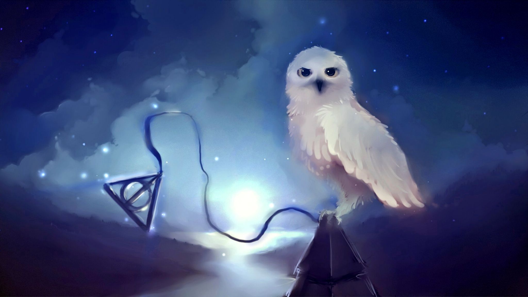 Gufo bianco Hedwig, simbolo Doni Morte, 2048x1152 Hi-Res, PC