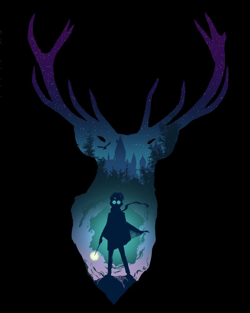 Silhouette cervo Patronus Harry Potter, mondo magico, 800x1000 Verticale, Telefono