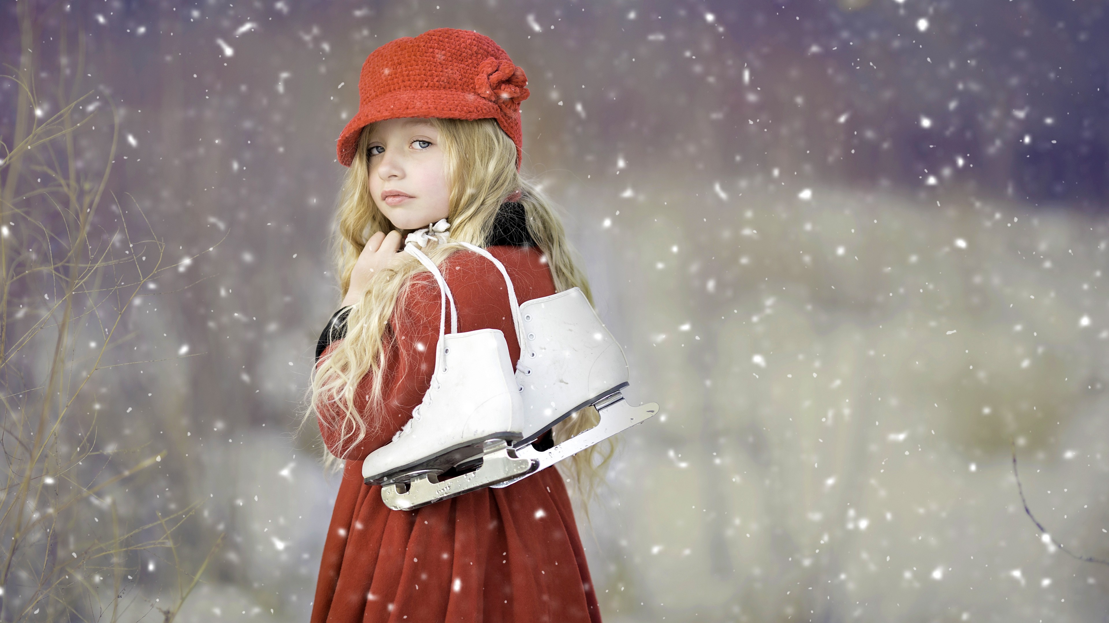 Bambina con pattini da ghiaccio, 3840x2160 Ultra HD, 4K TV