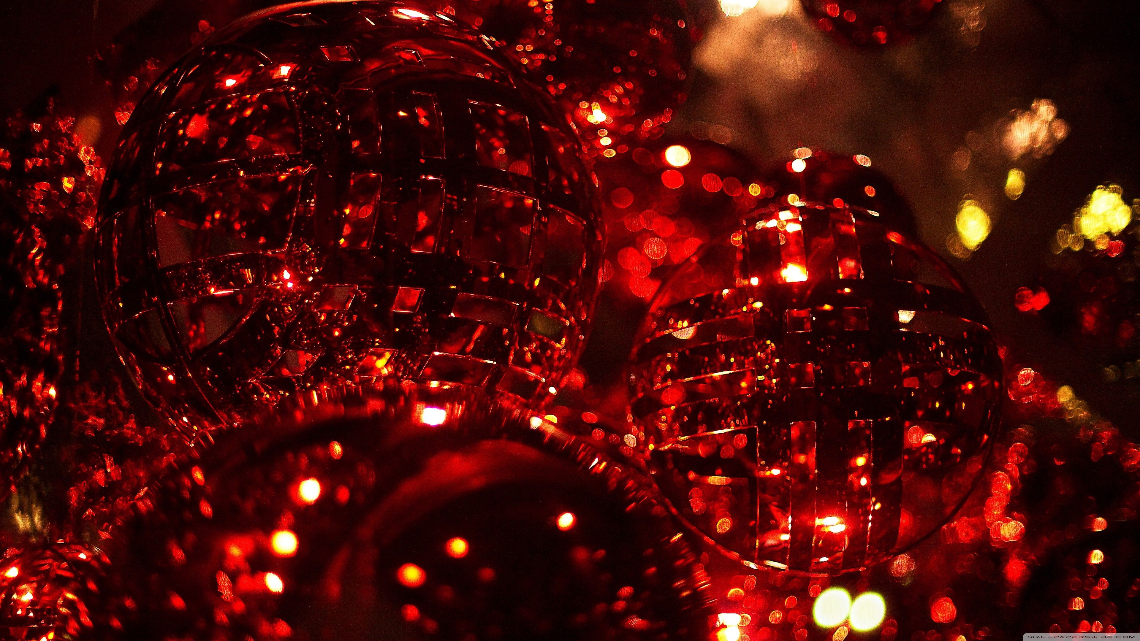 Palline natalizie rosse riflettenti, 3840x2160 UHD, Monitor Gaming