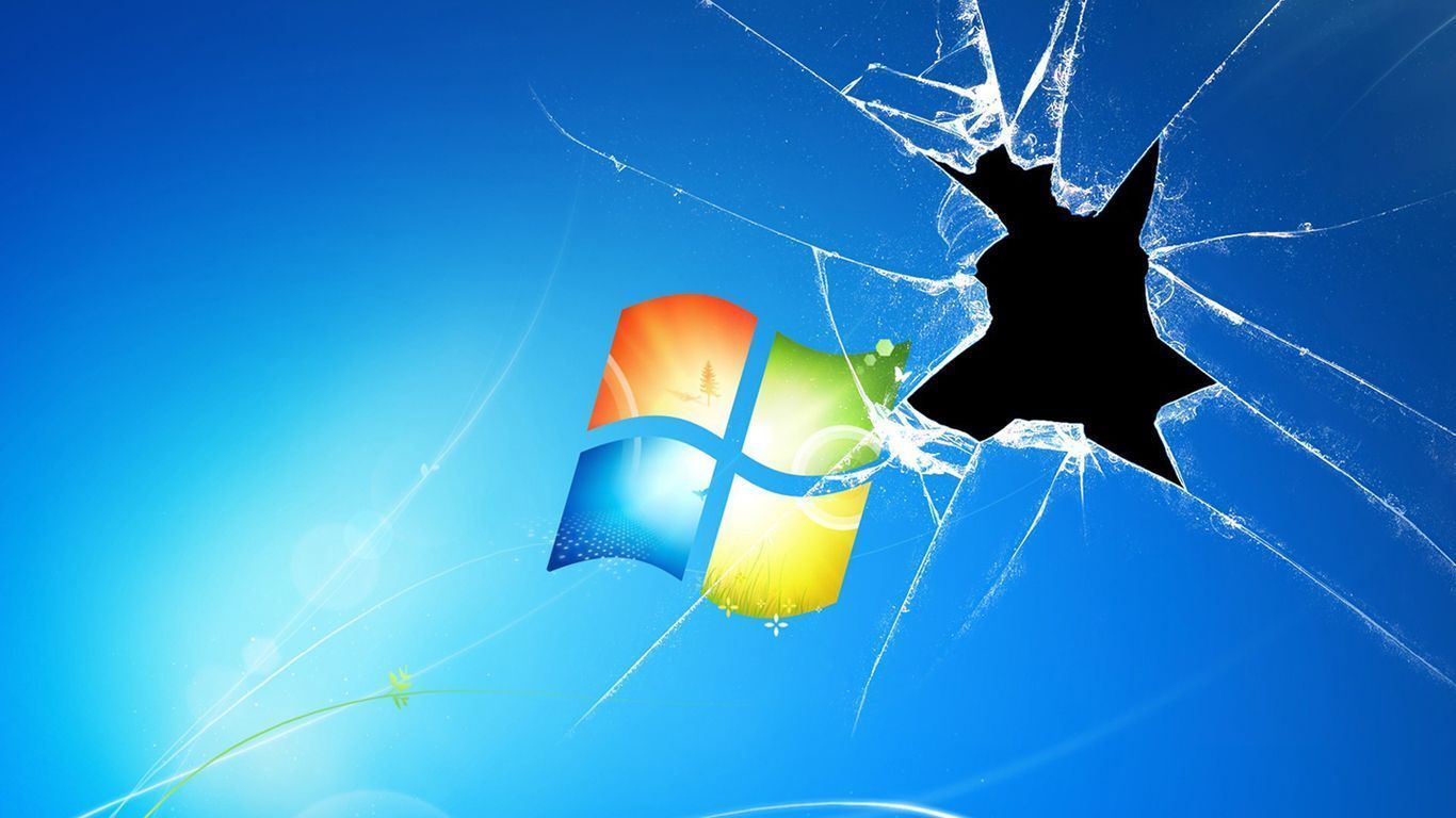 Logo Windows vetro rotto, sistema operativo Microsoft, sfondi per PC, 1366x768 HD, Desktop