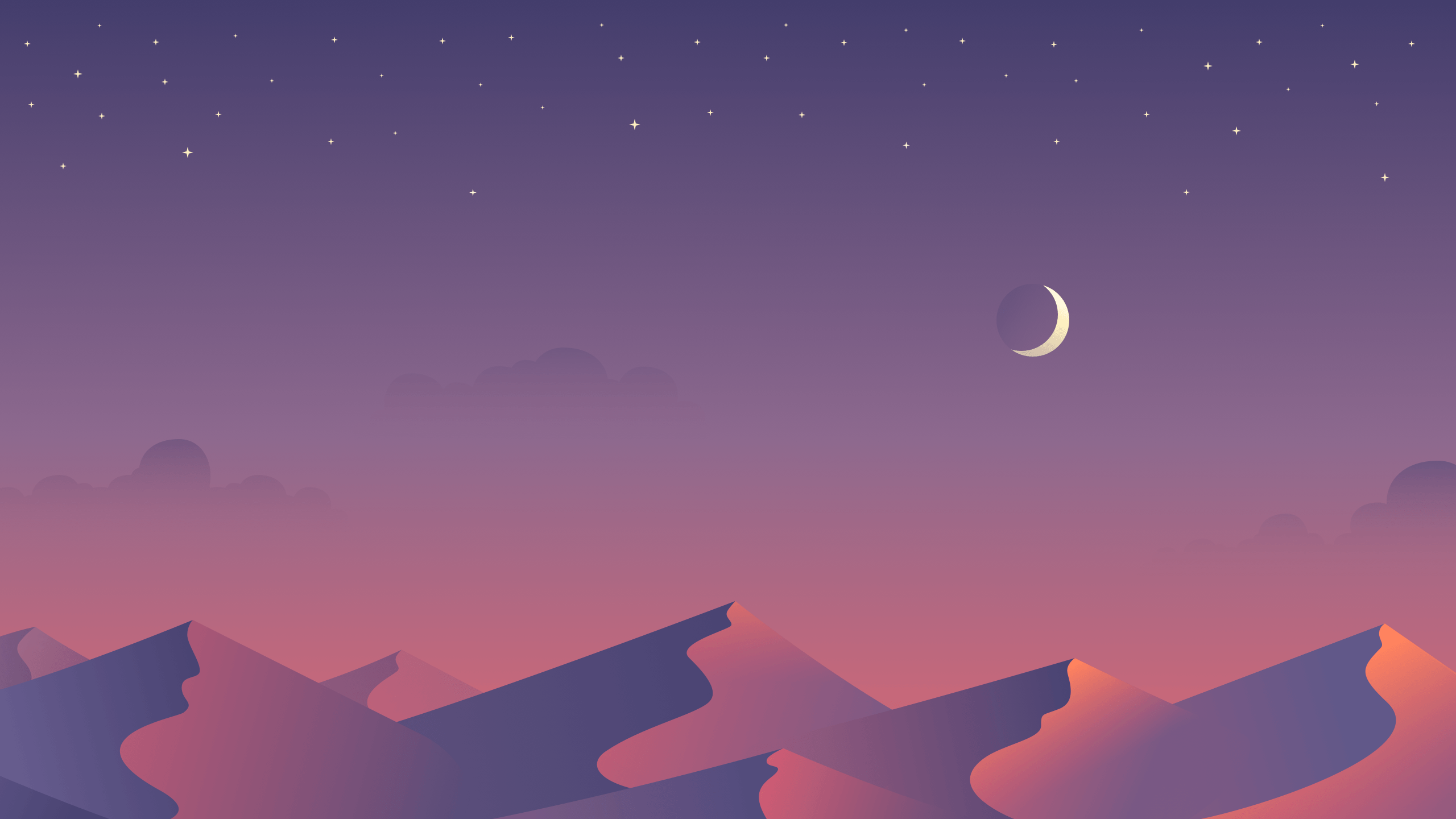 Montagne al crepuscolo con luna, sfondi per PC, 2560x1440 2K QHD, Monitor Gaming
