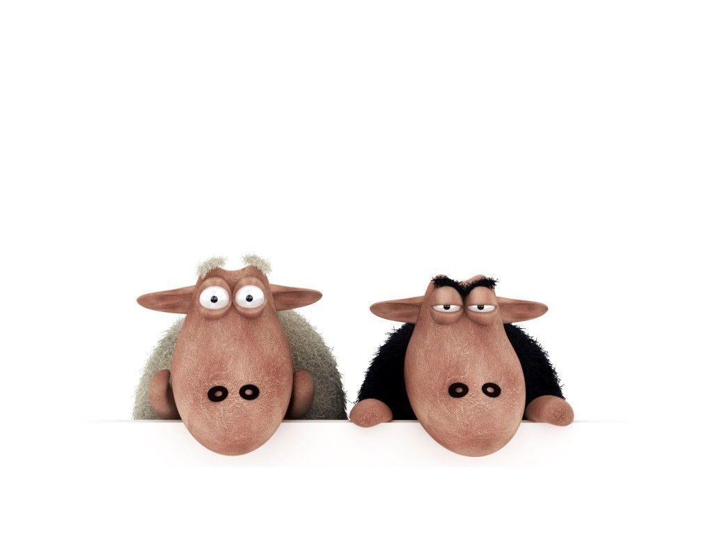 Pecora bianca e nera cartoon, 1024x768 HD, PC