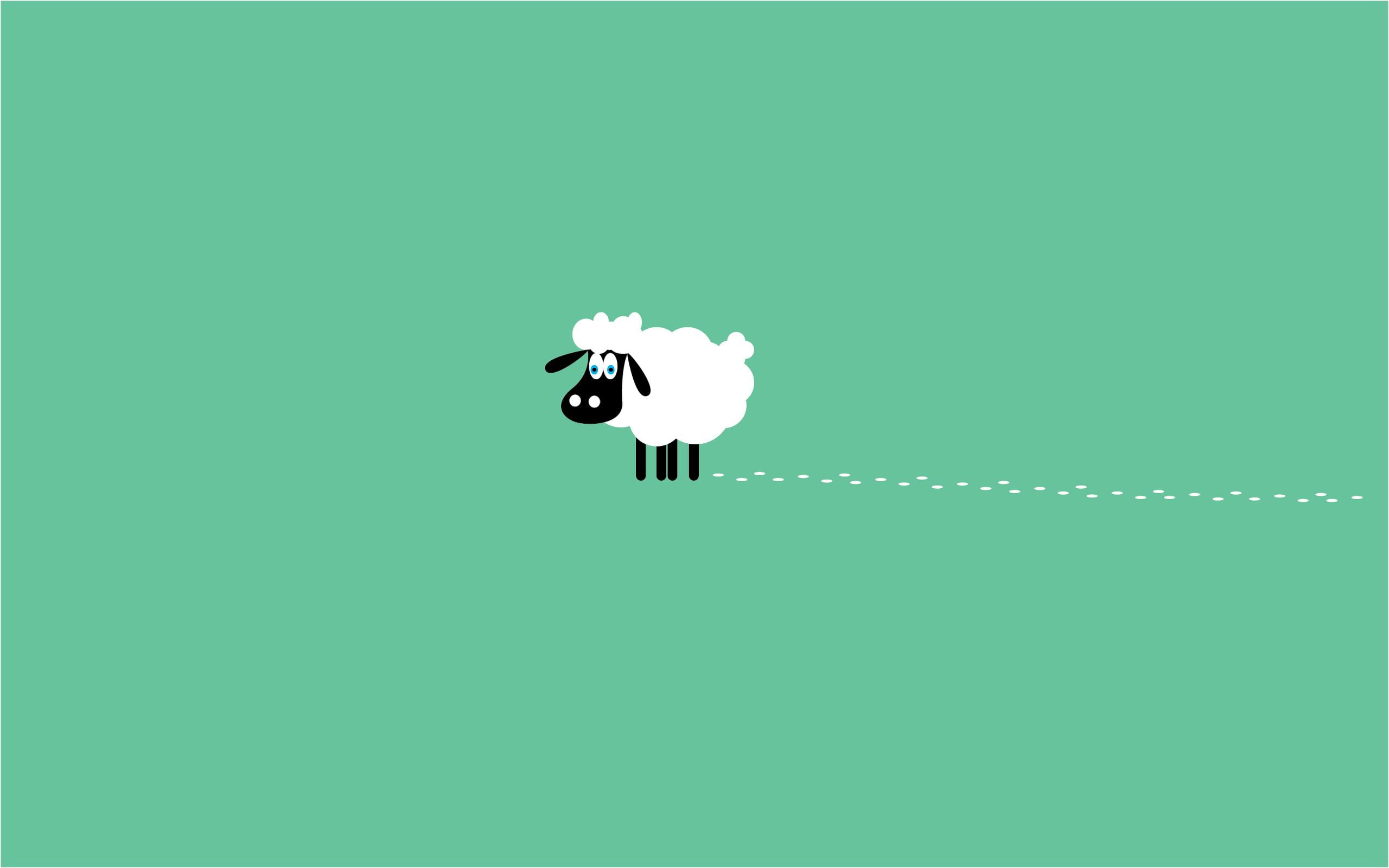 Pecora bianca cartoon sfondo verde, 2560x1600 2K, Desktop