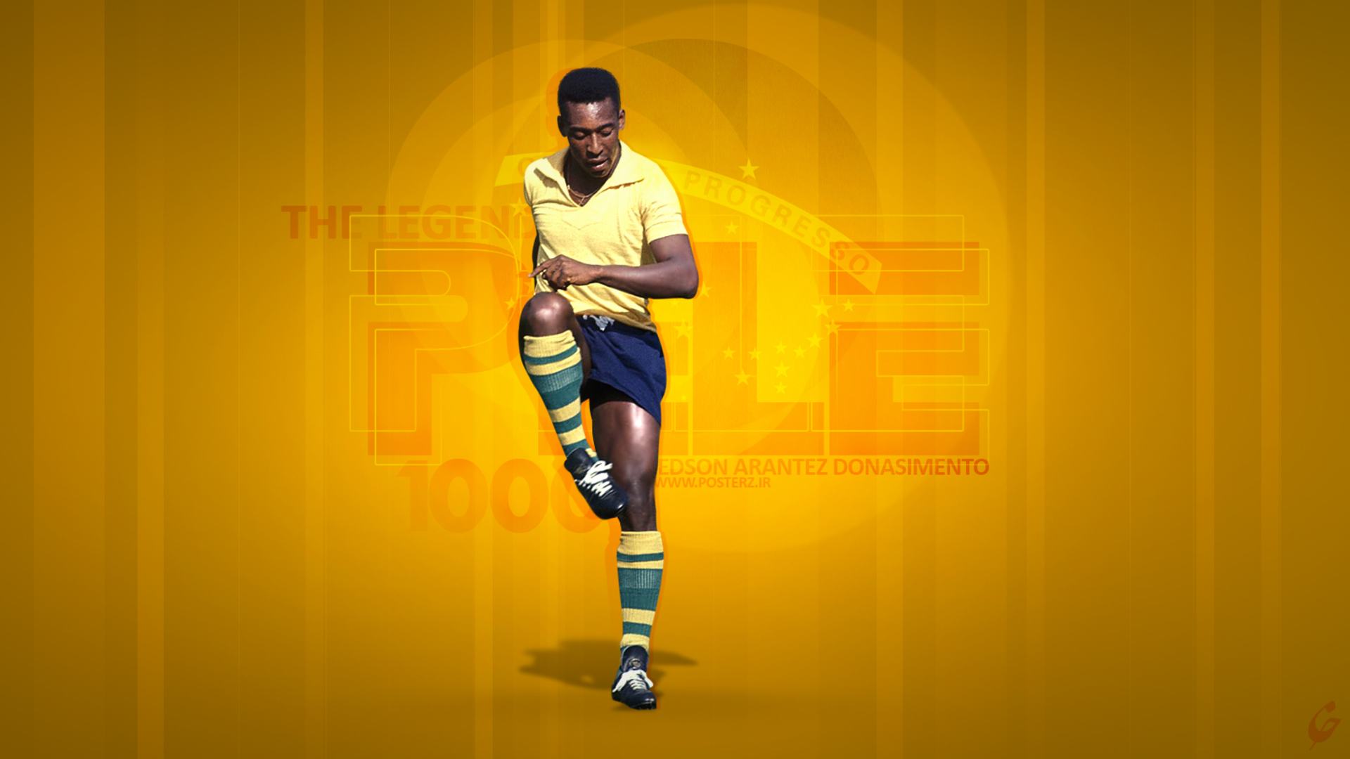 Pelé calcio maglia gialla, 1920x1080 Full HD 1080p, Laptop