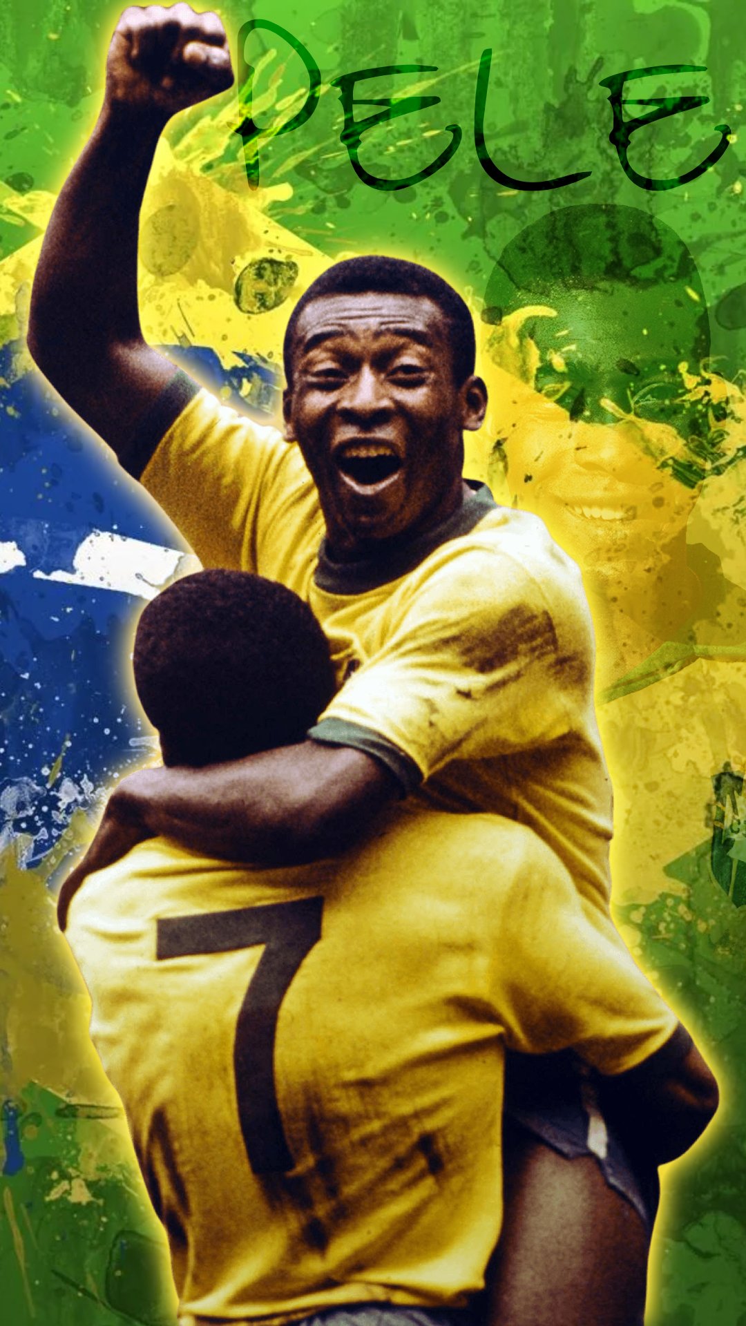Pelé calciatore Brasile maglia gialla, 1080x1920 Verticale, Samsung Galaxy