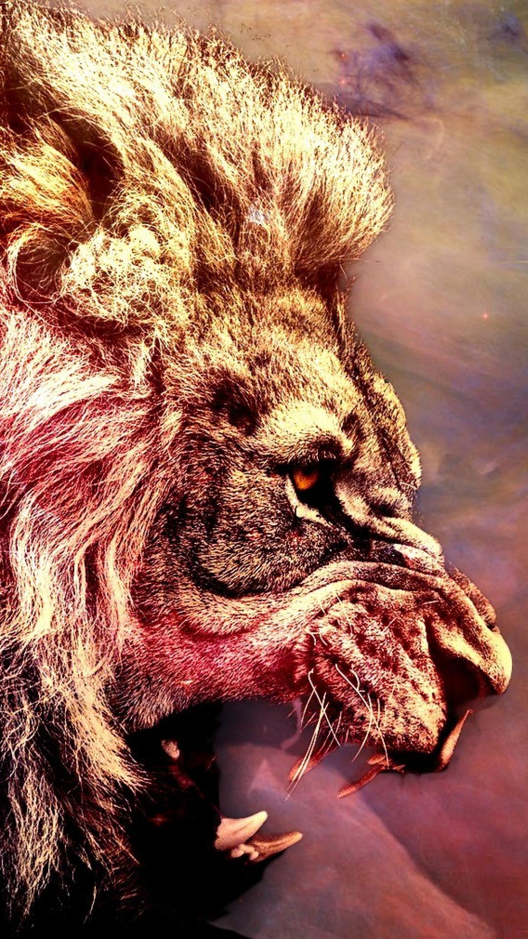 Leone ruggente criniera dorata, 1080x1920 Verticale, Samsung Galaxy