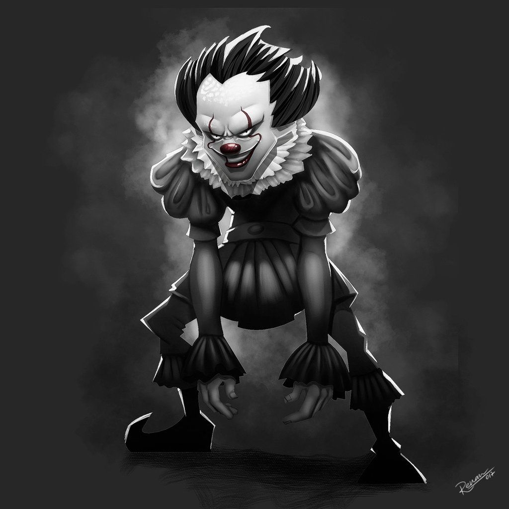 Pennywise clown horror bianco e nero, 1024x1024 HD, PC