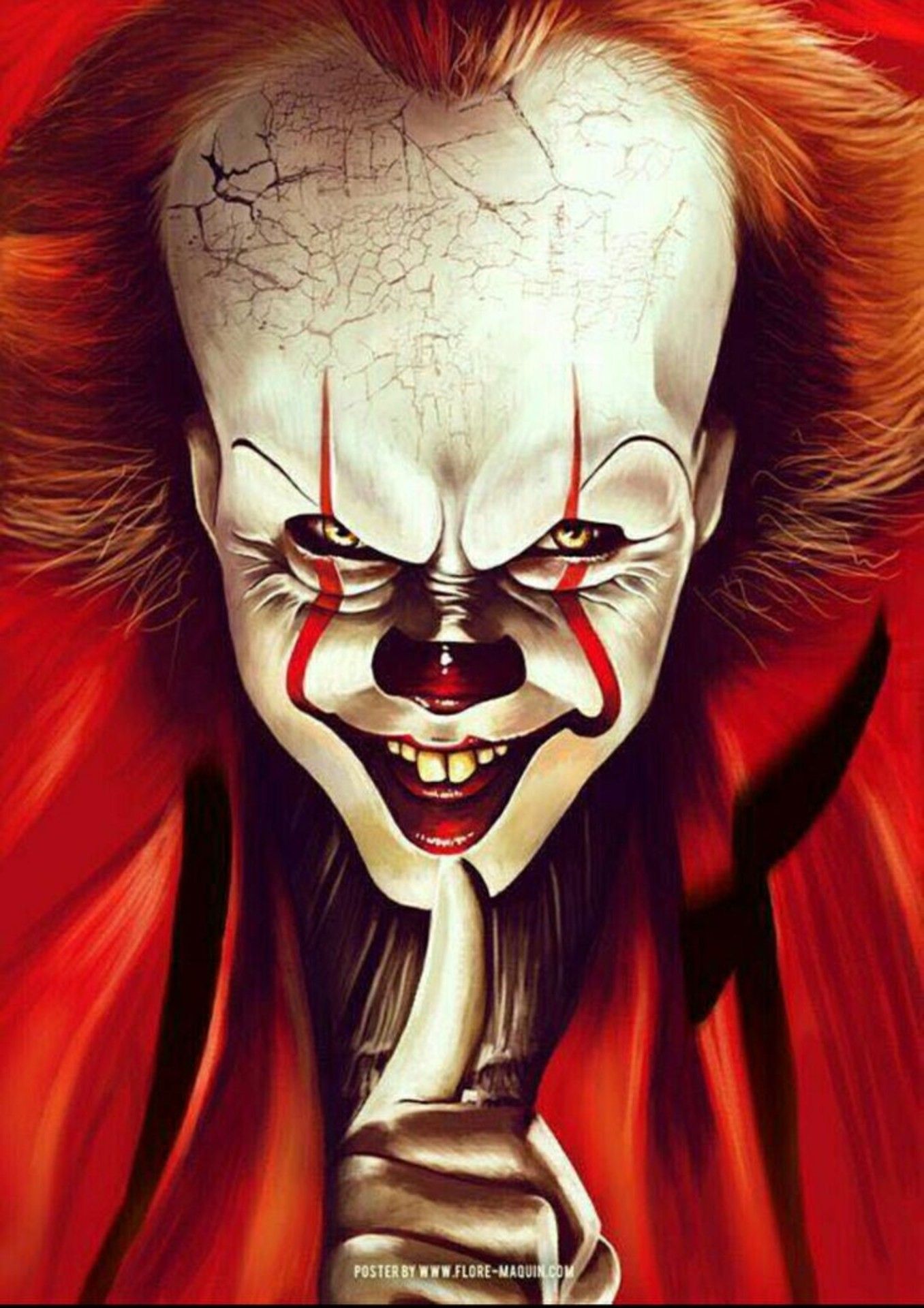 Pennywise clown viso rosso, 1356x1920 Verticale, Mobile