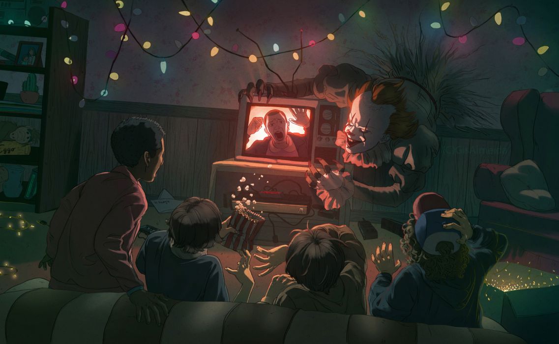 Pennywise esce dalla TV, 1137x700 HD, Desktop