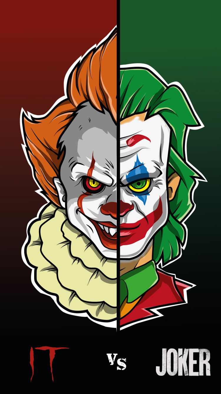 Pennywise vs Joker split, 750x1334 Full HD Verticale, iPhone