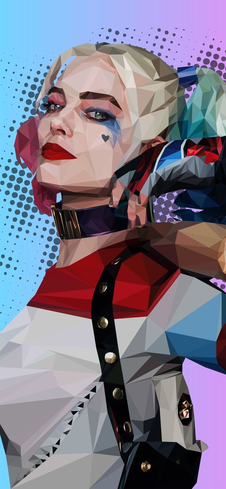 Harley Quinn poligonale, DC Comics, 736x1593 Full HD Verticale, Smartphone