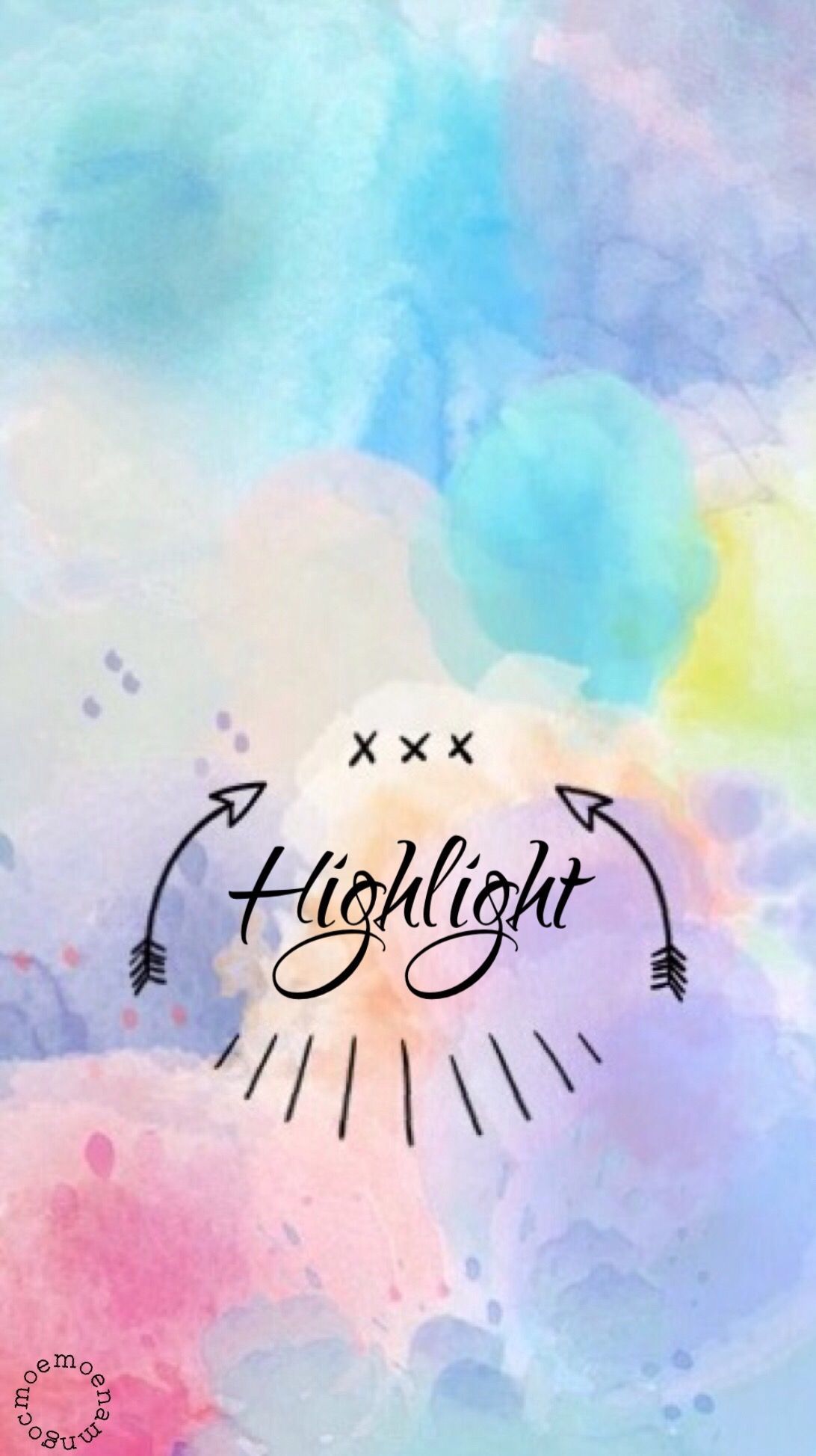 Sfondo acquerello pastello con scritta Highlight, 1092x1947 Verticale, Mobile