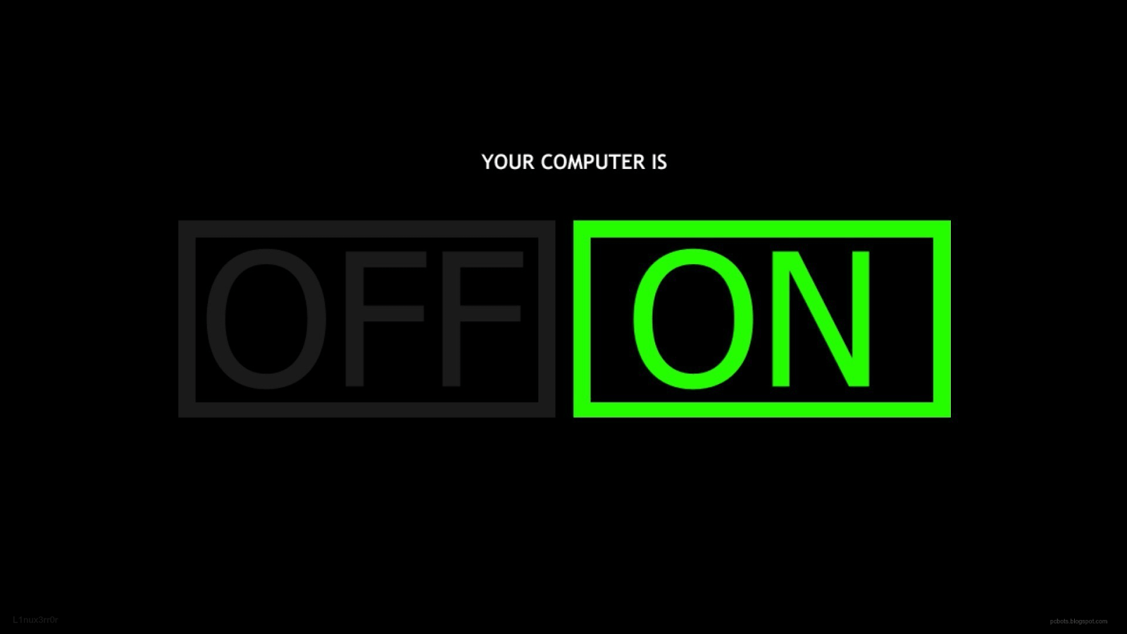 Computer ON OFF nero verde, 1600x900 HD, Laptop