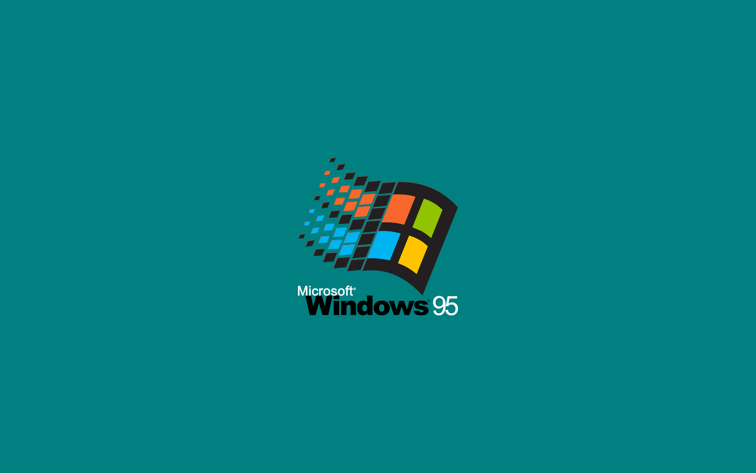 Logo Windows 95 sfondo teal, sistema operativo Microsoft, 2560x1600 WQXGA, Ultrabook