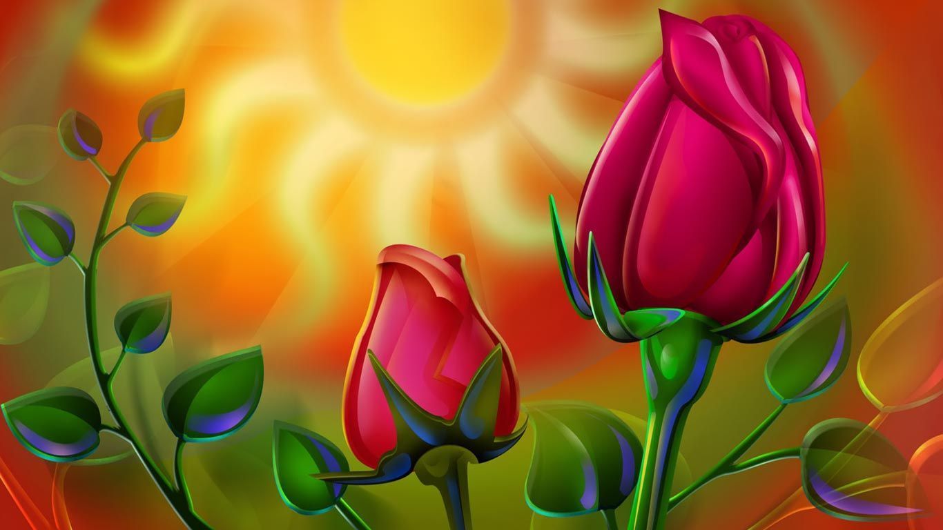 Rose rosse dipinte digitalmente, 1366x768 720p, HP Laptop