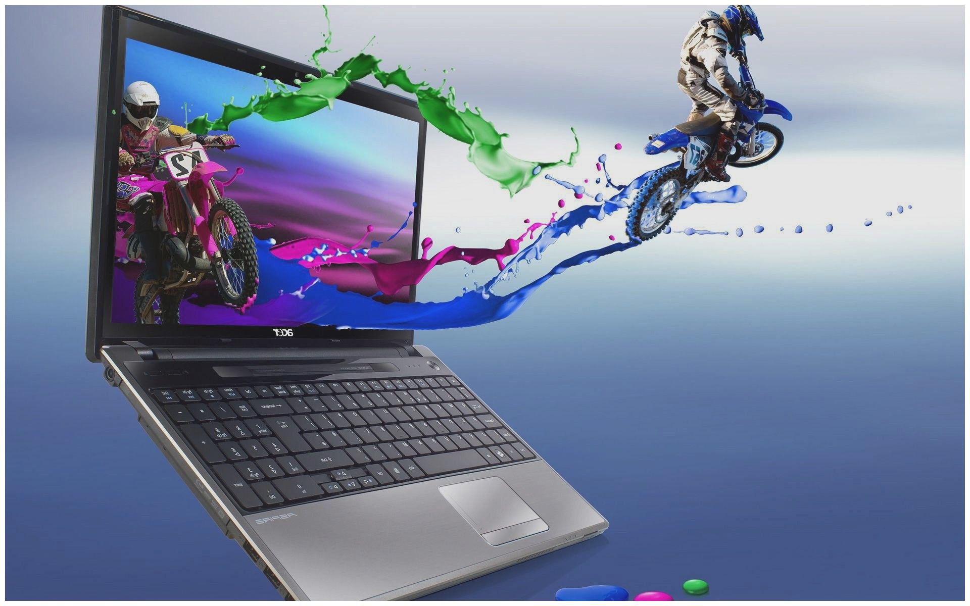 Moto motocross che esce dal laptop, 1920x1200 Full HD+, Acer Nitro