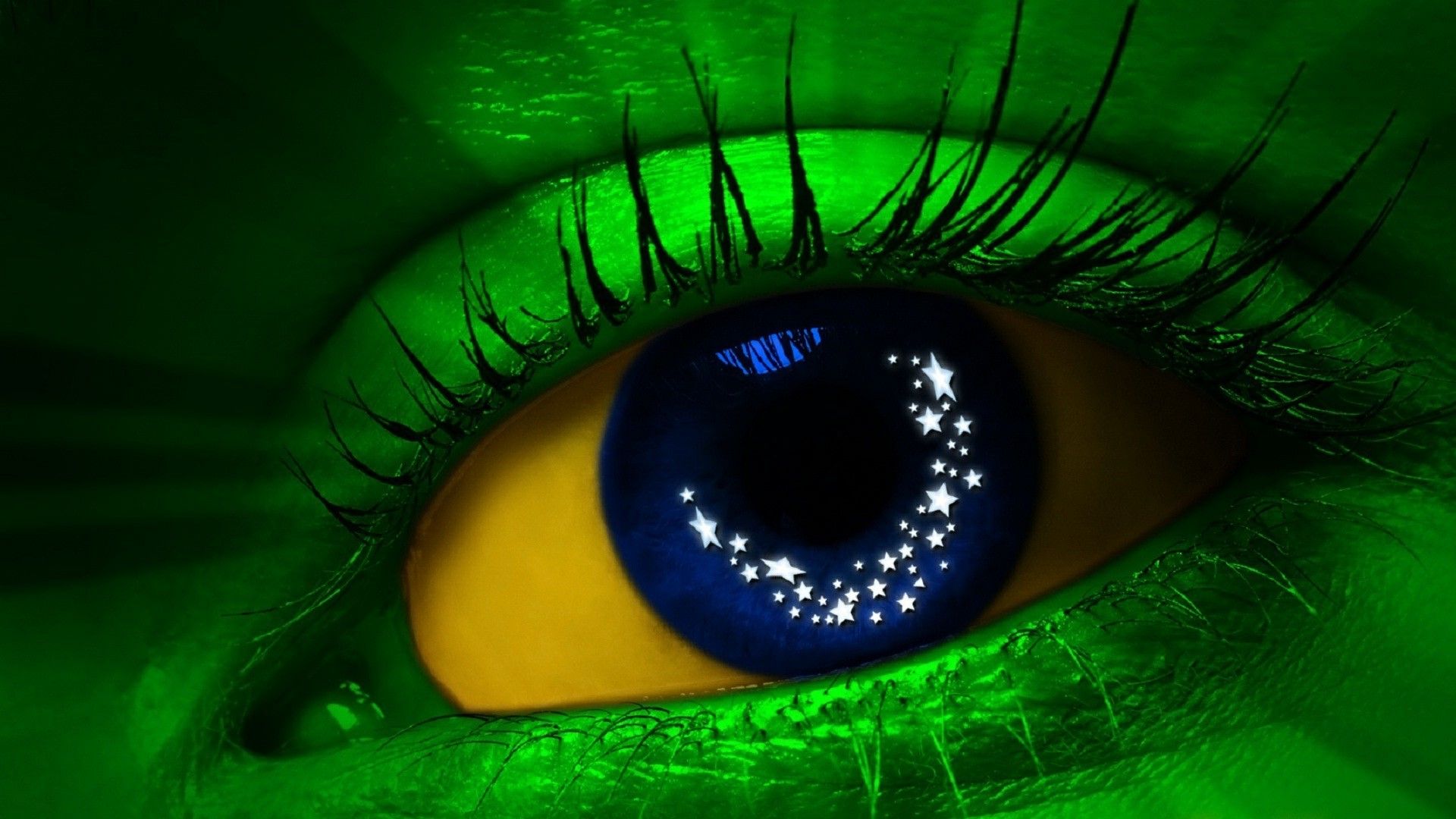 Occhio verde e giallo stelle, 1920x1080 Full HD, Notebook