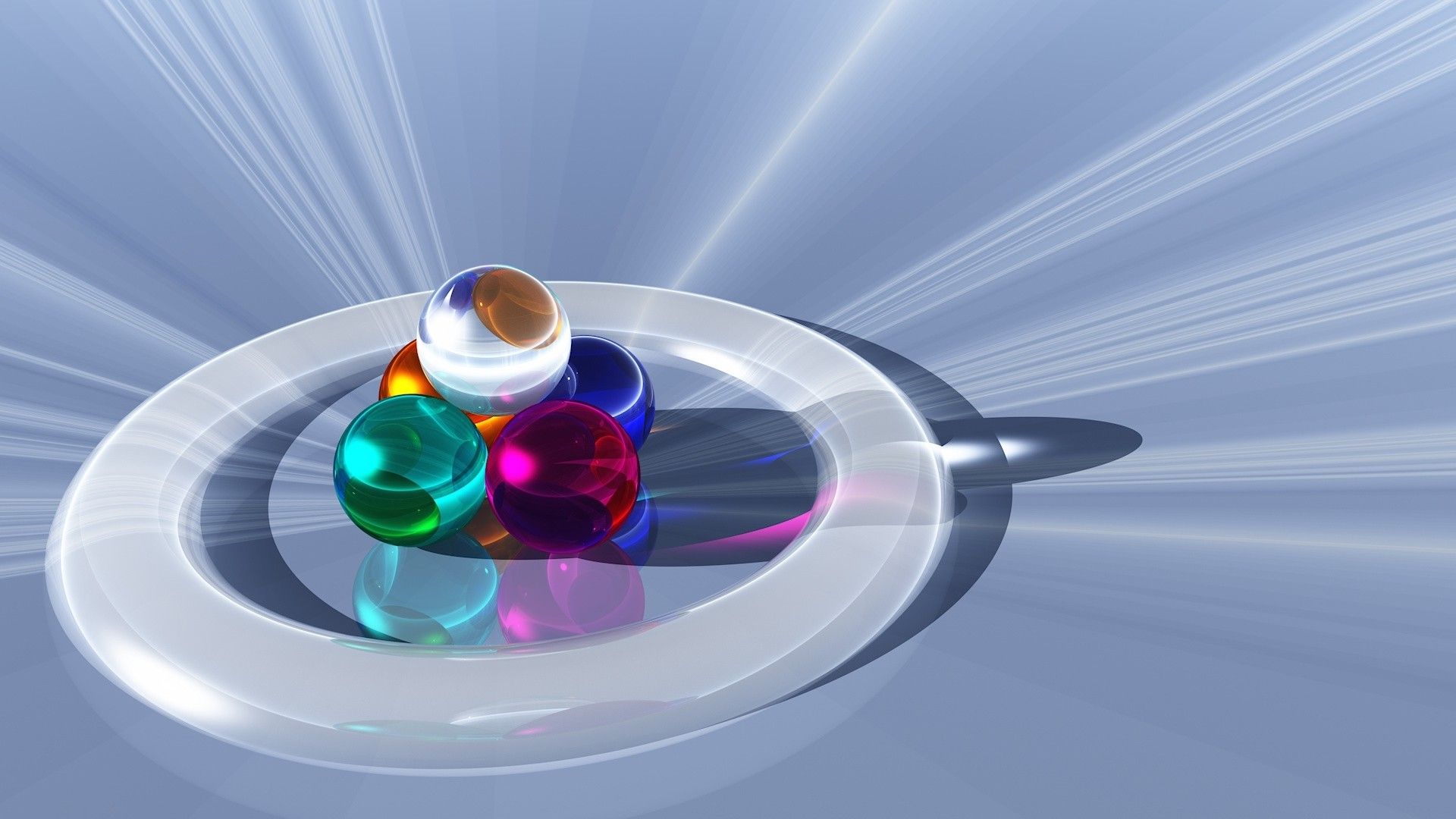 Sfere colorate 3D su anello, 1920x1080 Full HD, Notebook Gaming
