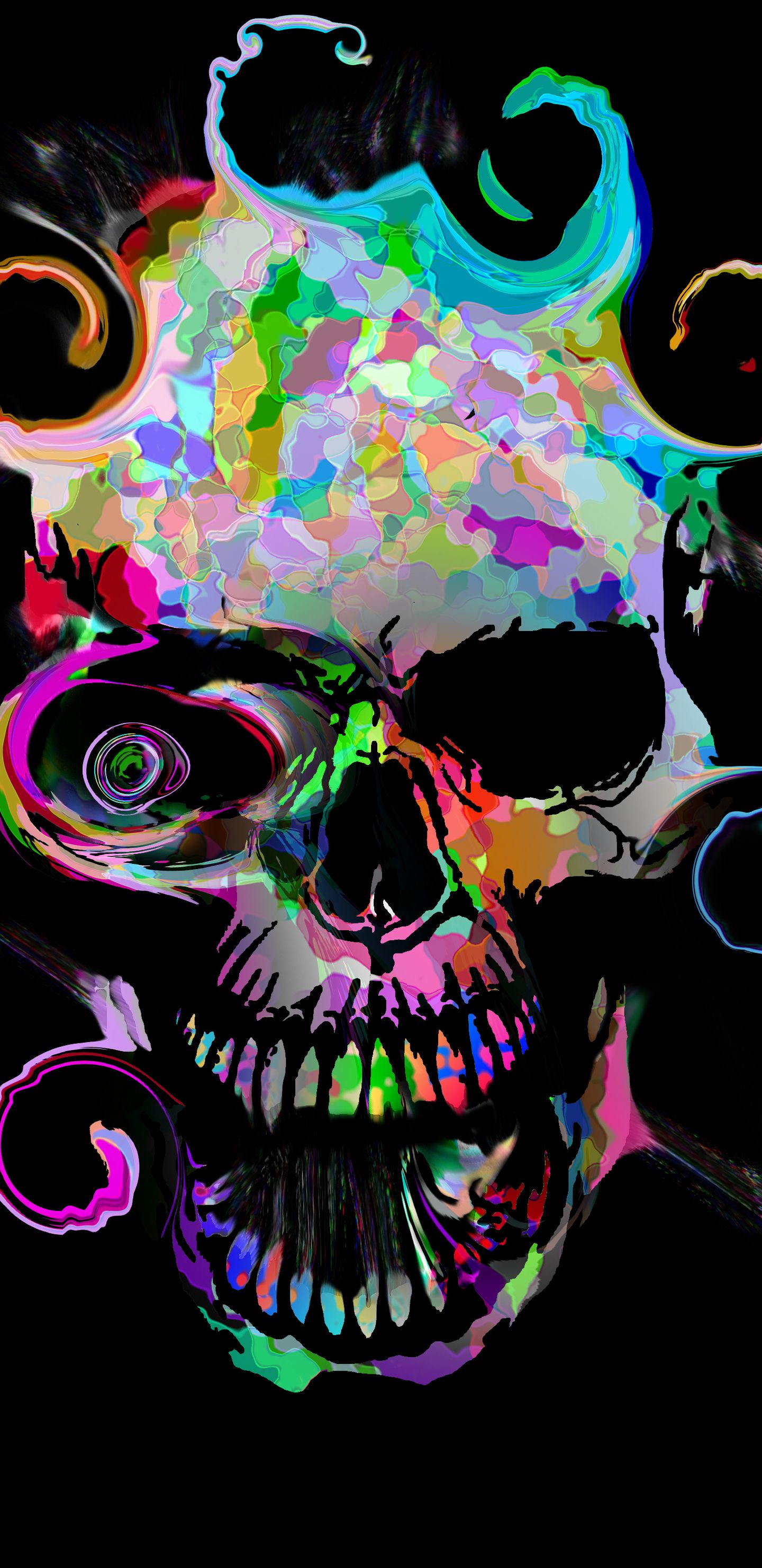 Teschio colorato astratto, sfondi per Tablet, 1440x2960 Verticale, Tablet