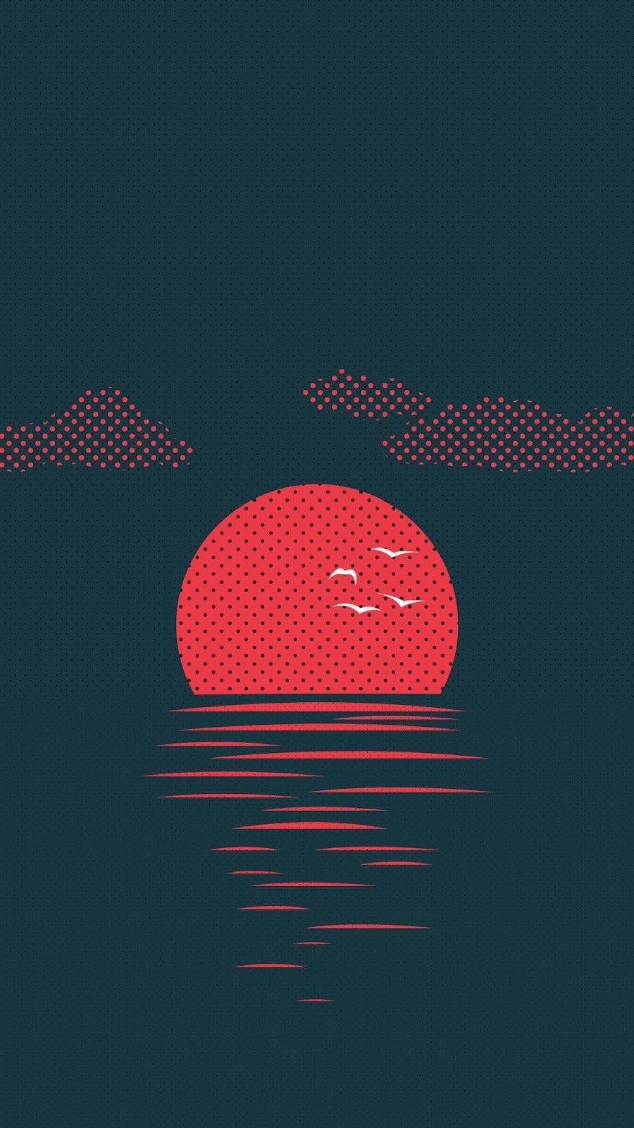 Tramonto minimalista sul mare, sfondi per Tablet, 900x1600 Verticale, Galaxy Tab