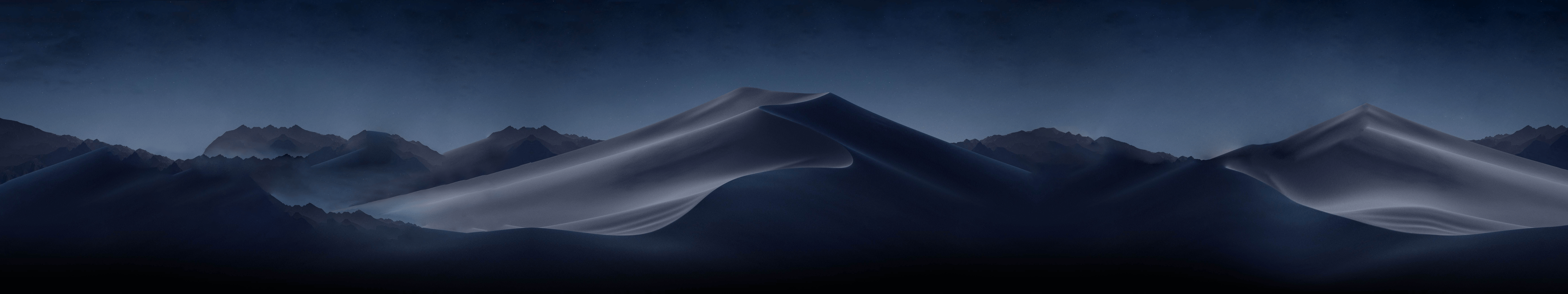 Montagne notturne nebbia blu, 5760x1080 Ultrawide, Dual Monitor