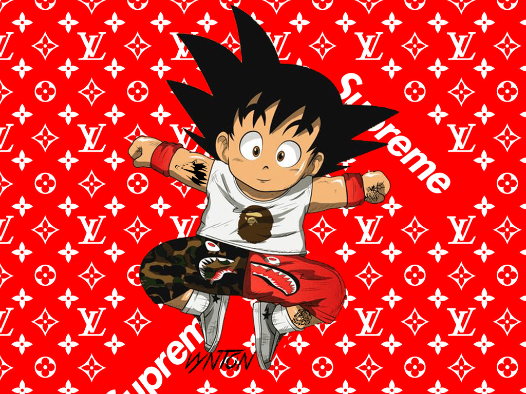 Goku aura blu logo Supreme, 1920x1080 Full HD, PC