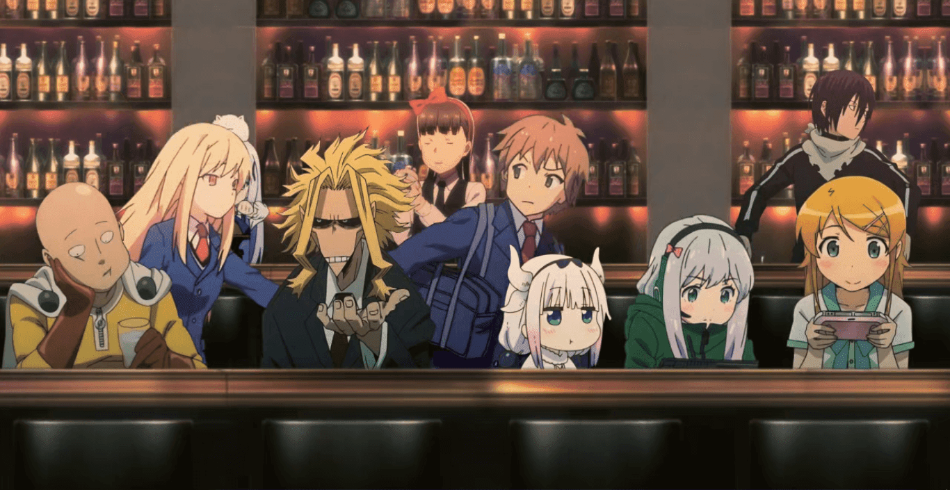 Personaggi anime al bar, 1366x705 720p, iMac