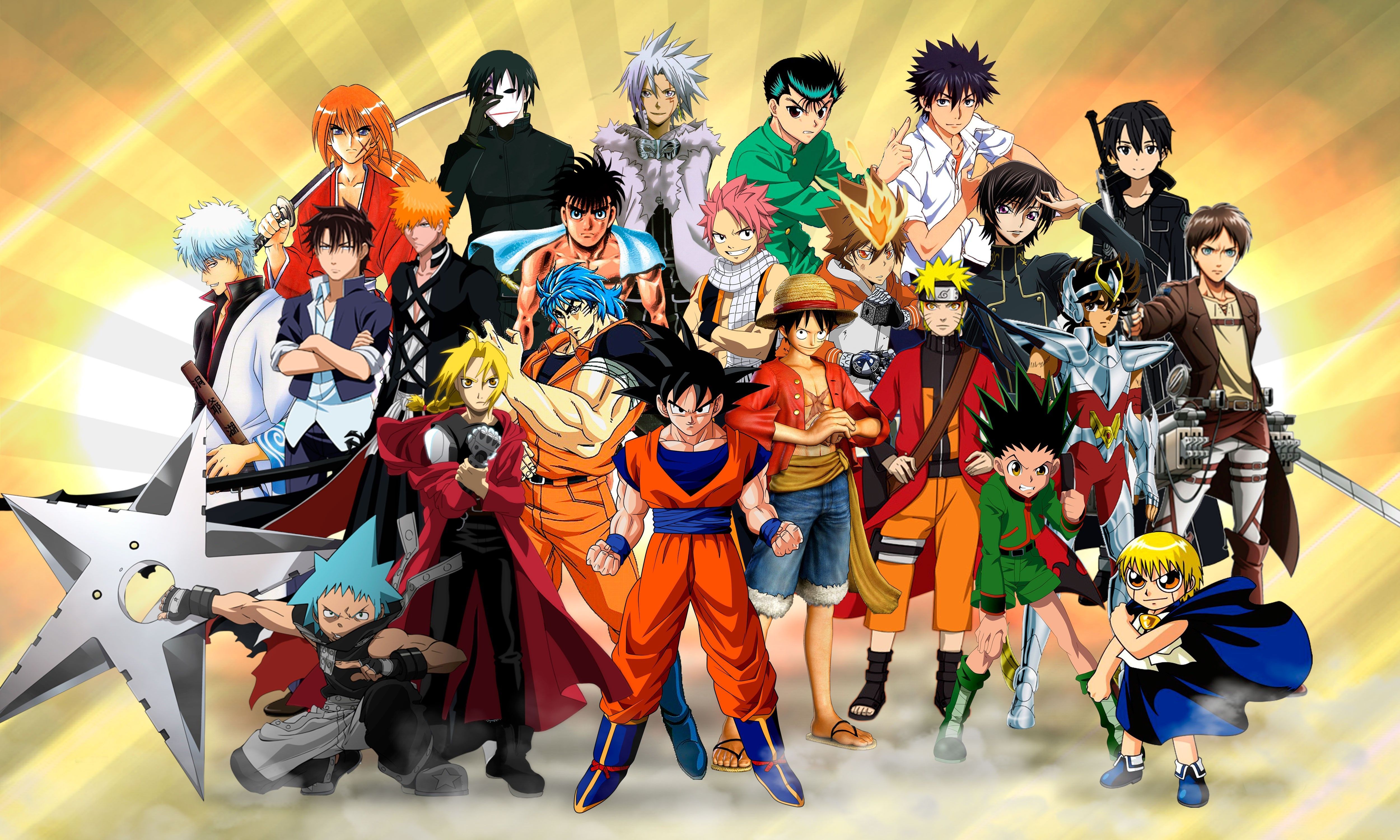 Collage personaggi anime famosi, 4098x2304 Ultra HD, 4K TV