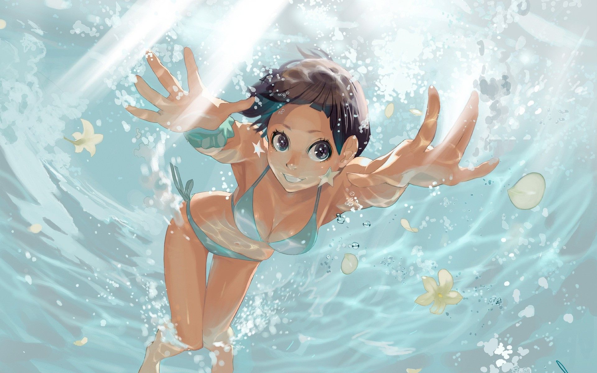 Ragazza anime nuota subacquea, 1920x1200 Full HD+ WUXGA, Laptop