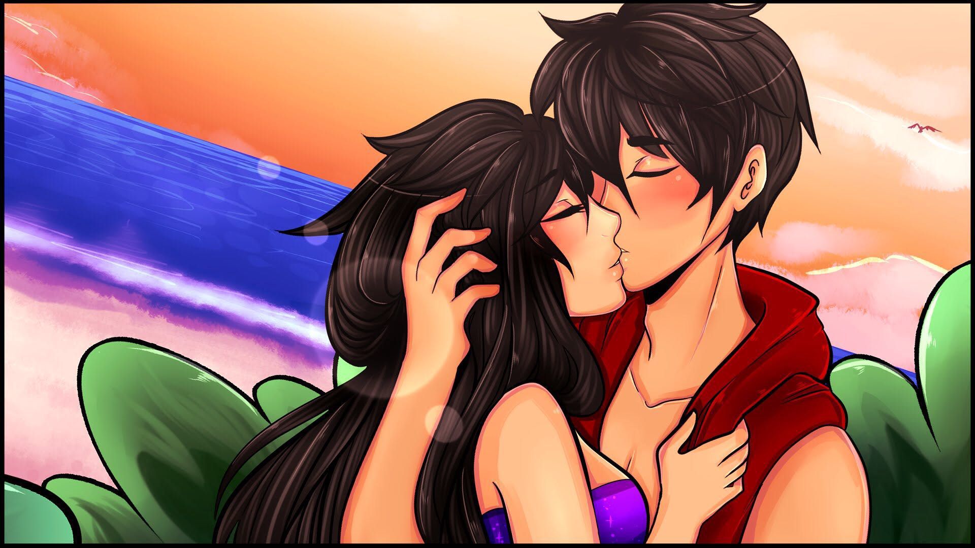 Aphmau e Aaron bacio spiaggia, 1920x1080 Full HD, PC