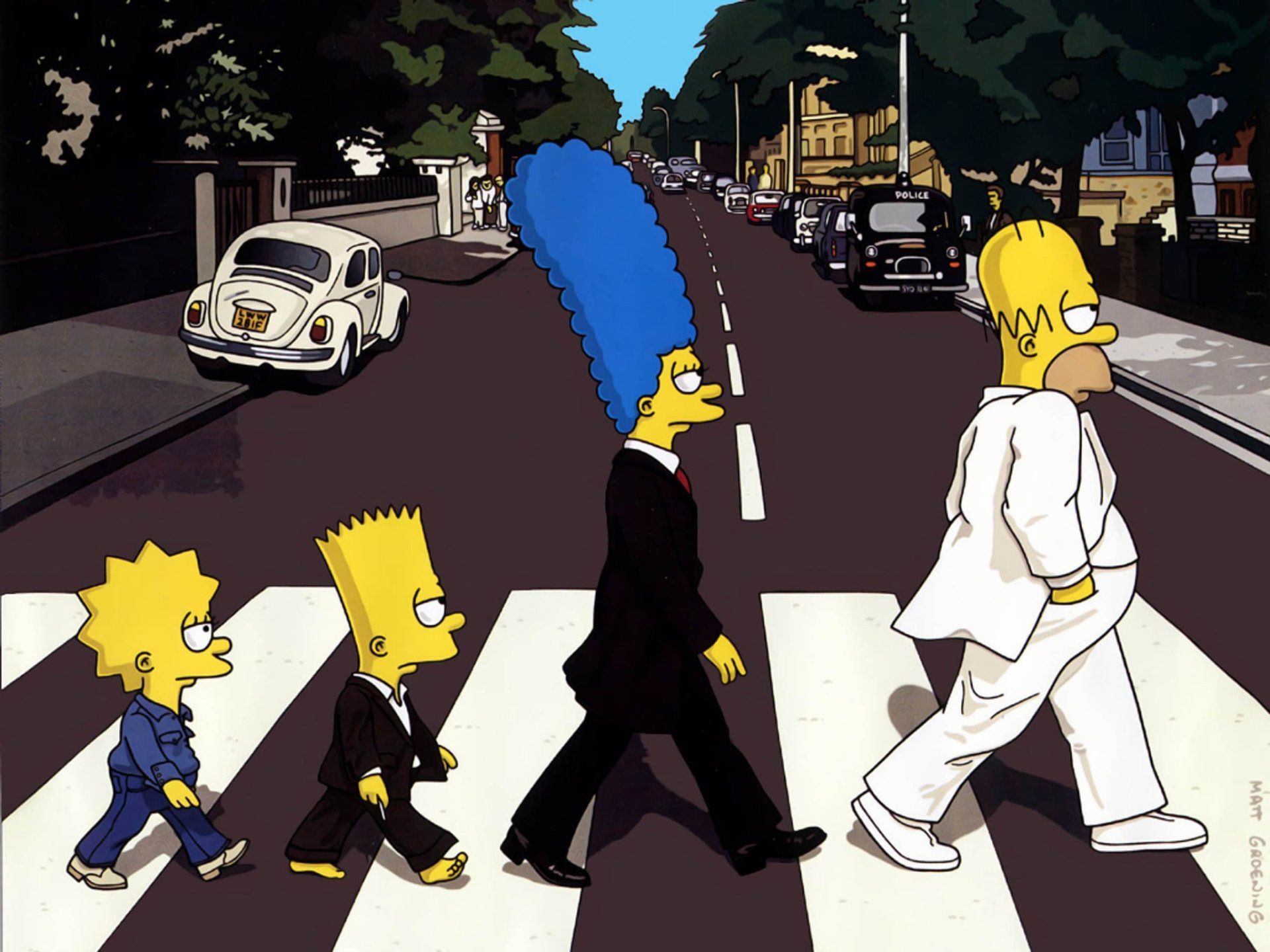 Simpson attraversamento Abbey Road, 1920x1440 Full HD+, PC Desktop