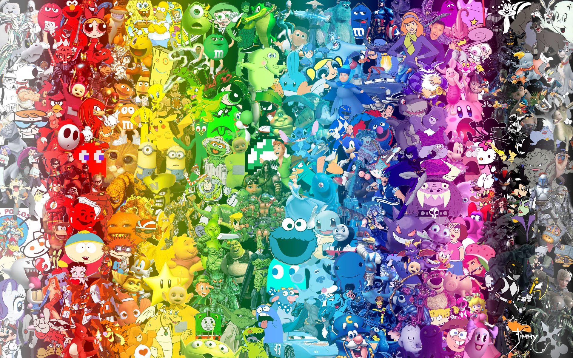 Personaggi cartoni arcobaleno collage, 1920x1200 Full HD+, Desktop