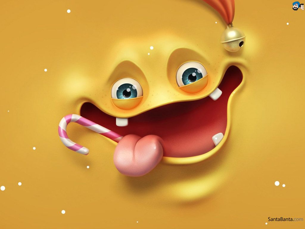 Faccia gialla cartoon divertente, 1024x768 HD, PC