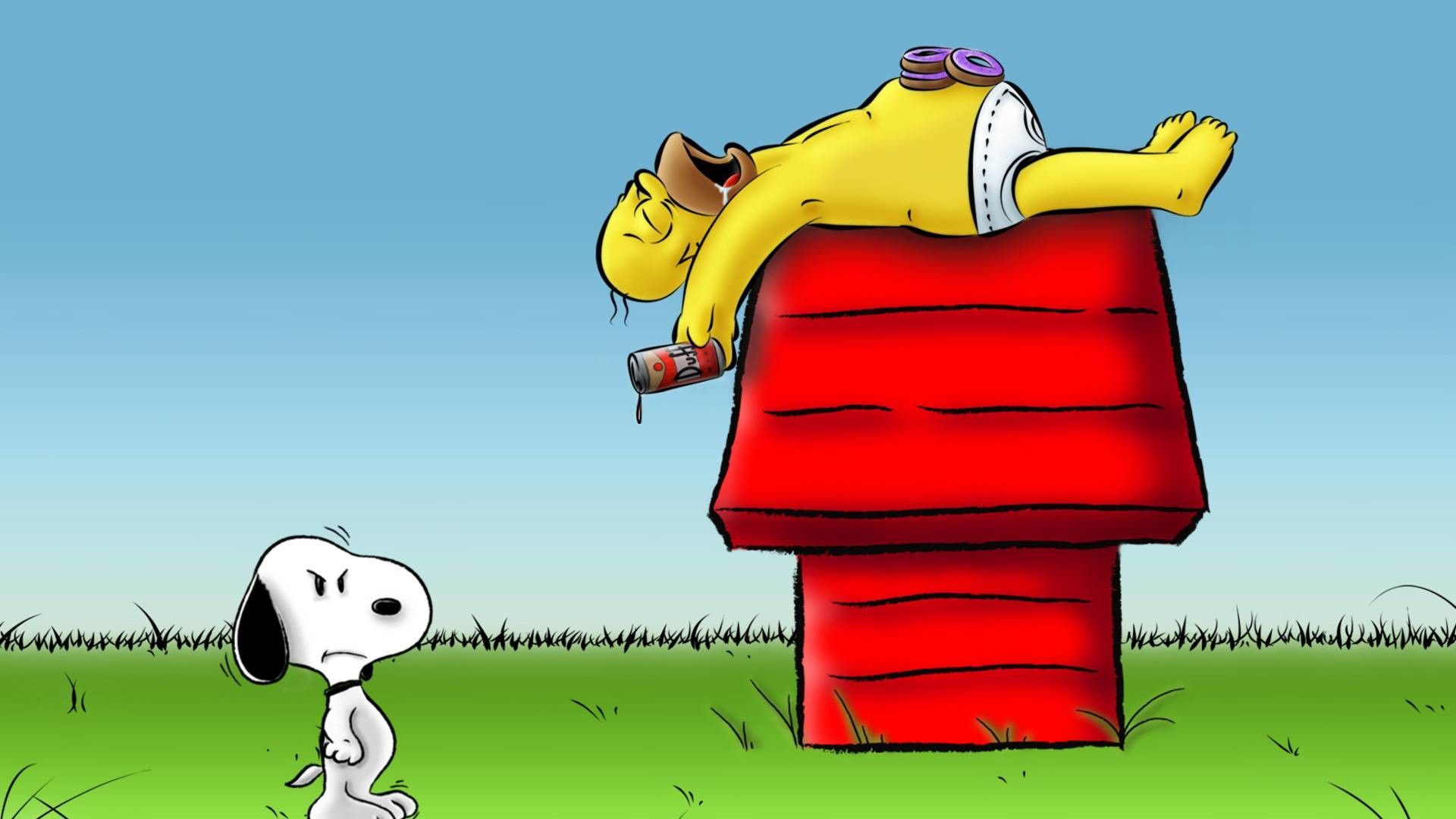 Snoopy e Homer Simpson cuccia, serie animata, 1920x1080 Full HD 1080p, Desktop