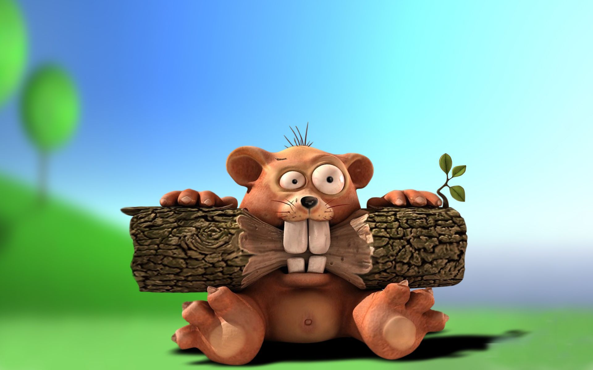 Castoro cartoon arrabbiato con tronco, 1920x1200 Full HD+ WUXGA, PC