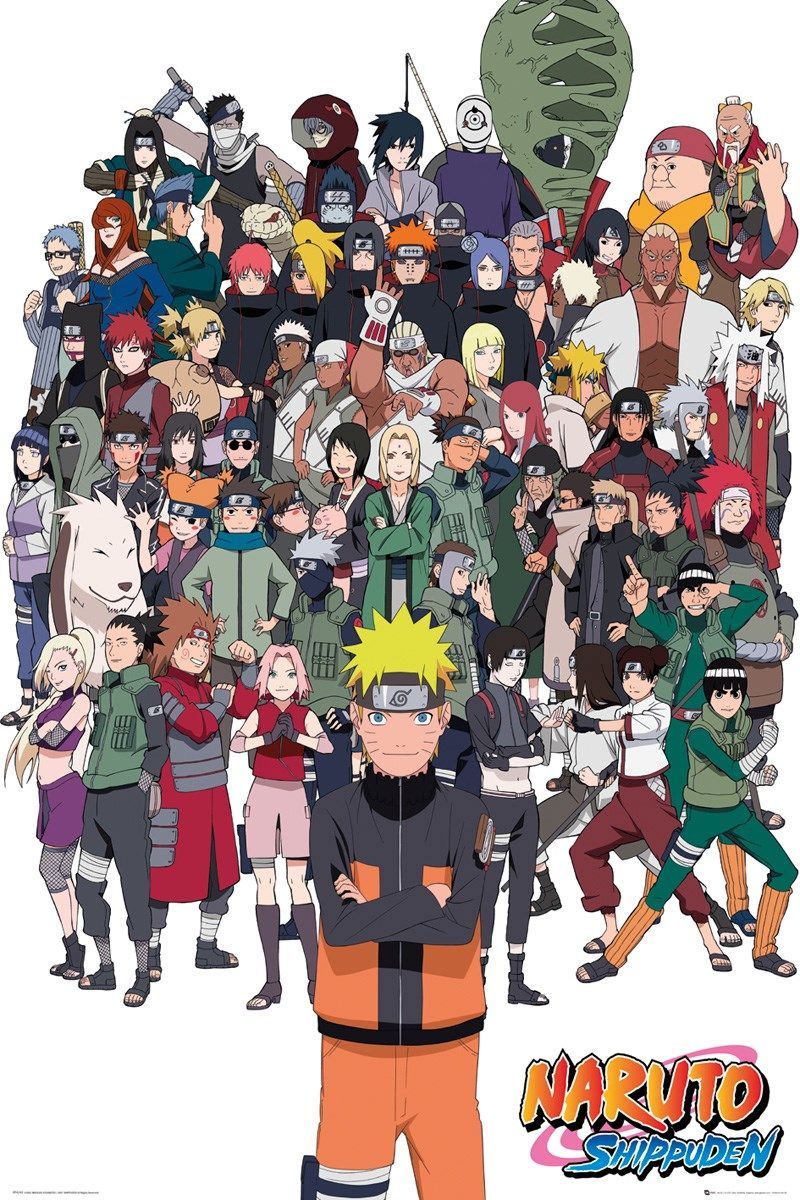 Poster gruppo personaggi Naruto Shippuden, 800x1200 Full HD Verticale, Smartphone