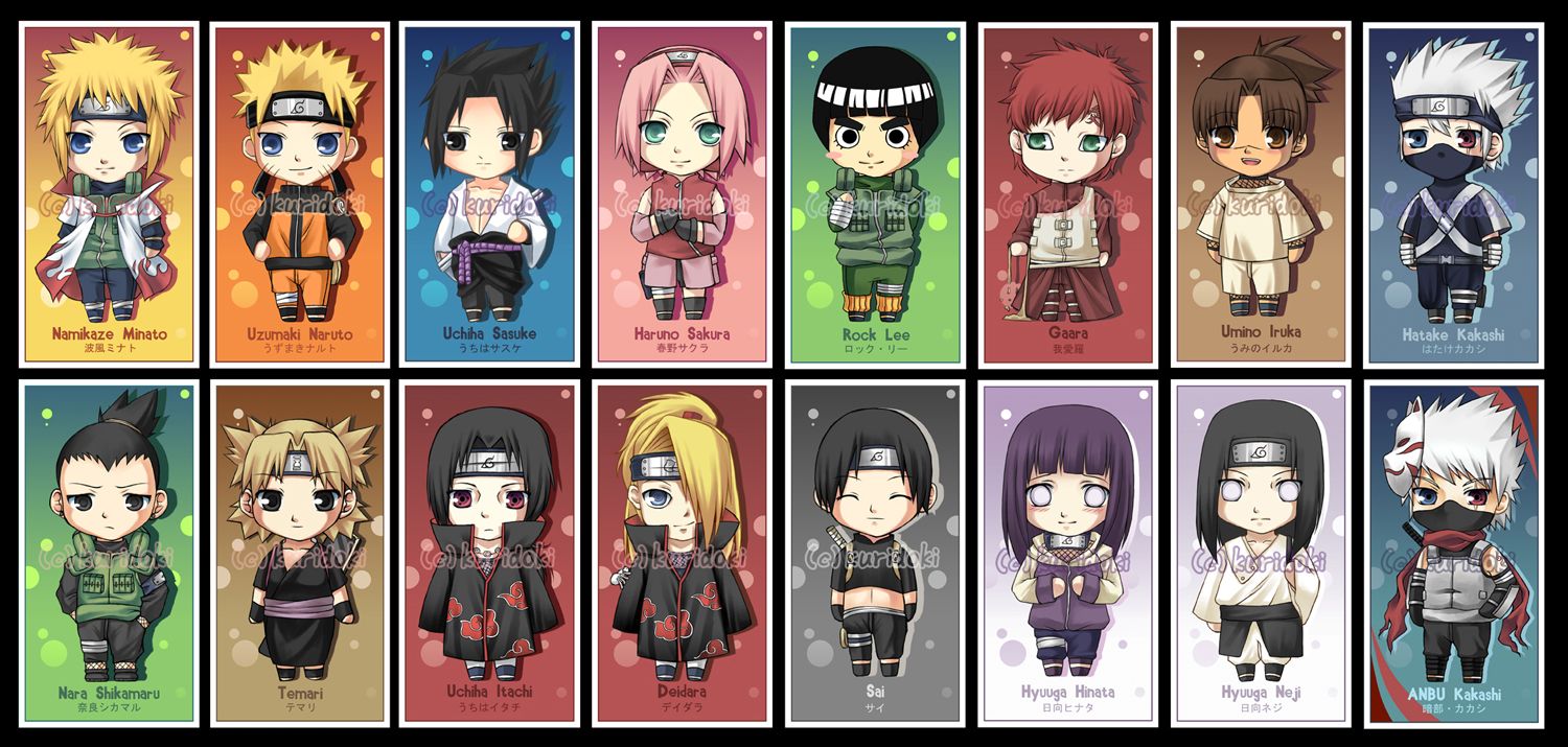 Chibi personaggi Naruto Shippuden, 1500x715 720p, Laptop